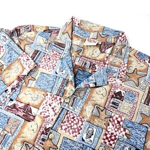 Vintage Barefoot In Paradise Hawaiian Shirt Men's Size 3XL Abstract Design Rare.